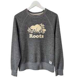 Roots Canada Gray Crewneck Sweatshirt Beaver Cozy Beachy Comfortable Small